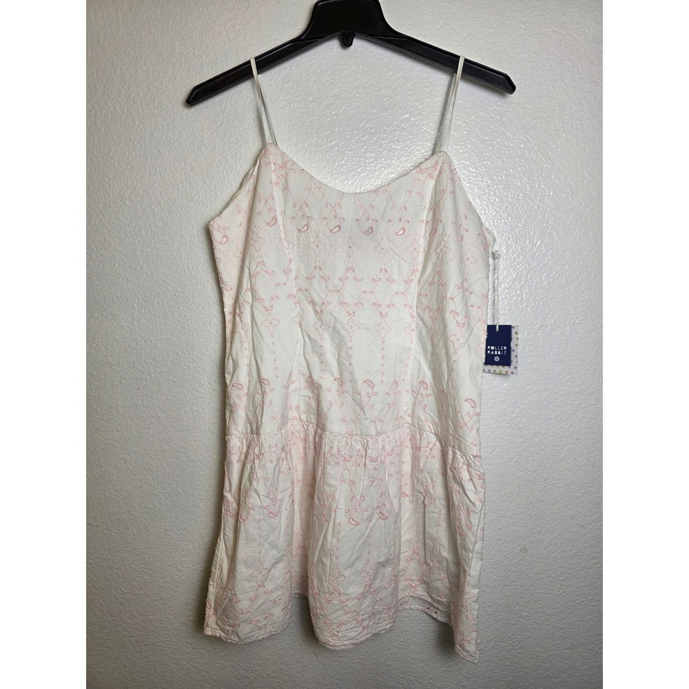 Roller Rabbit for Target White Pink Eyelet Mini Dress Cotton L